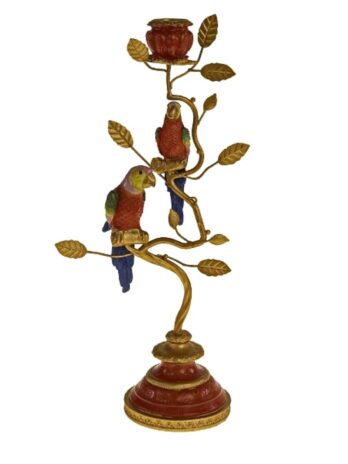 Candleholder Single Parrot Red