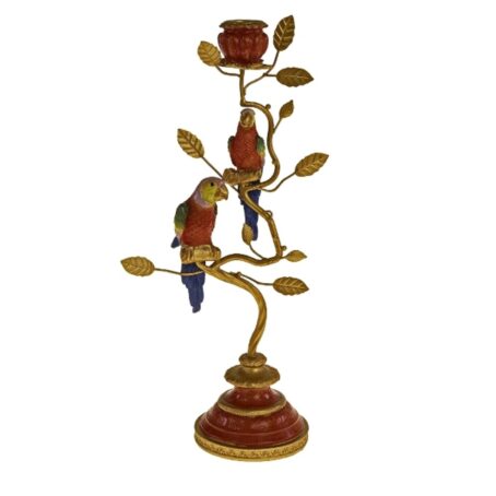 Candleholder Single Parrot Red