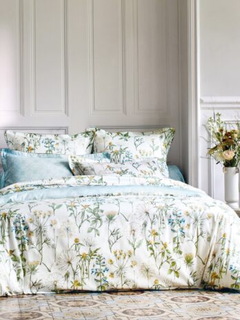 Blanc Des Vosges: Angelica Lime Cotton Sateen Bedding Set