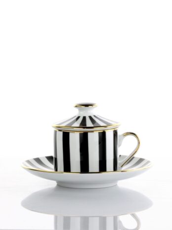 Simone Guidarelli: Teacup Saucer & Lid Set of Two Imperial Garden