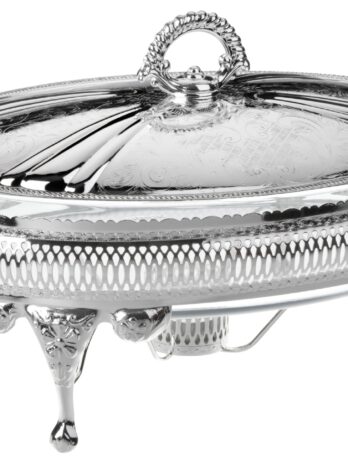 Silver Plated Oval Casserole with Warmer Queen Anne