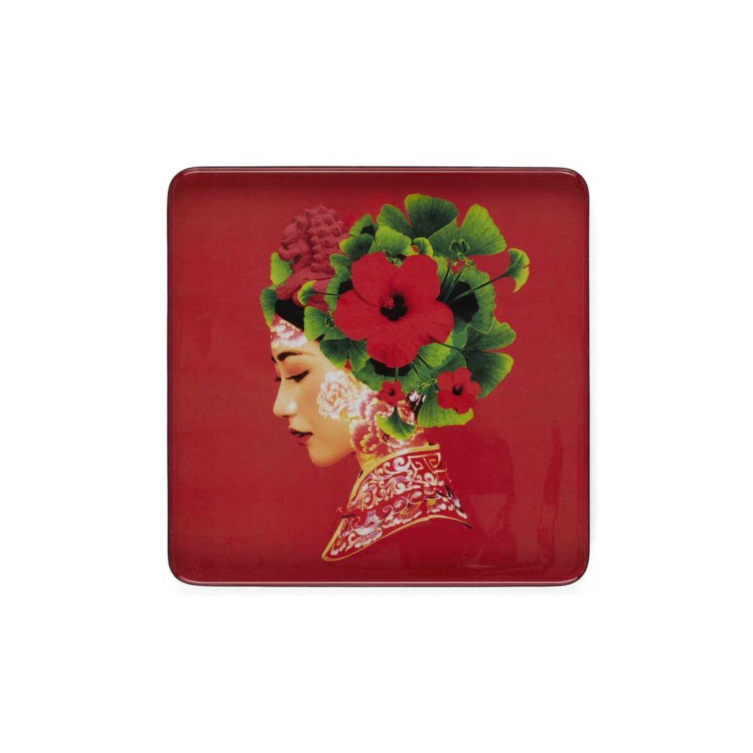 Tray: Red Lotus Square Tray