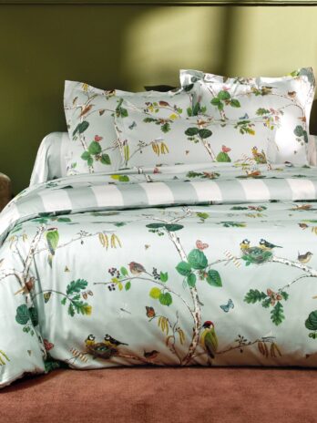 Blanc Des Vosges: Woodland Blue Sateen Bedding Set