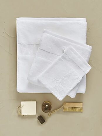 Bath Linen Set: Luxe Monochrome White Bath Towels
