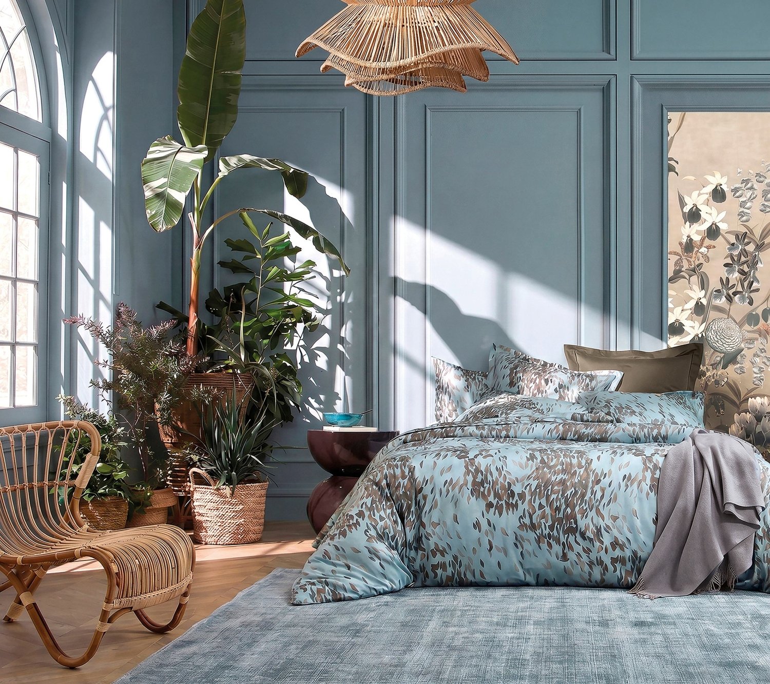 Blanc Des Vosges: Horizons Blue Sateen Bedding Set